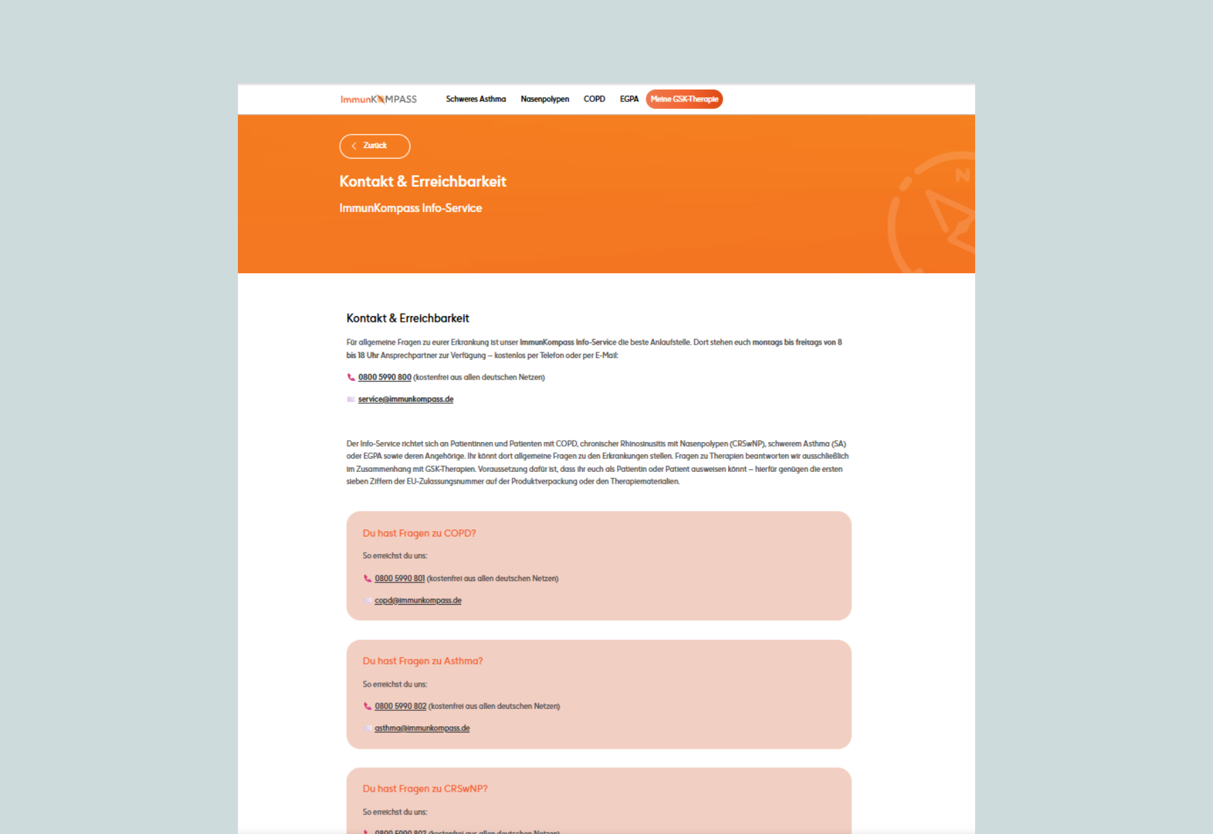 Screenshot Patientenservice